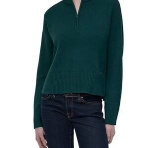 DKNY Women’s 1/4 Zip Deep Green Sweater Size: XXL
